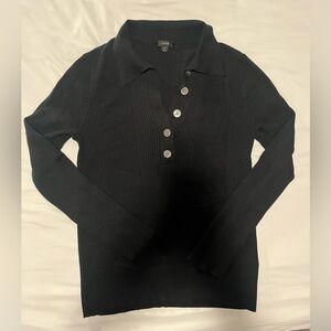 J. Crew Black Ribbed Long Sleeve Top